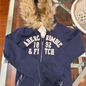 Abercrombie & Fitch Kids Blue Hoodie with Faux Fur